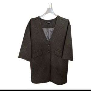 Mazel Olive Green Quilted Lined Button Up Jacket One Size